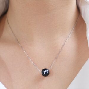 NEW Silver Lucky Magic 8 Ball Handmade Dainty Chain Necklace